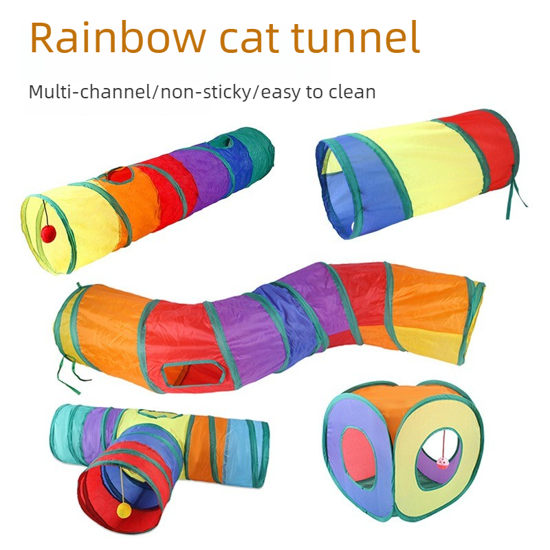 Cat Tunnel Toy - Cat Tunnel Teaser Stick, Kitten Tunnel