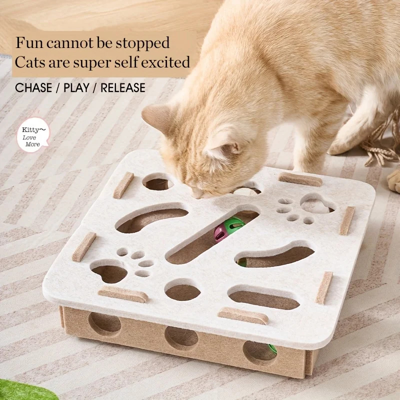 Cat Tunnel Toy - Interactive Cat Puzzle Toy Felt Toy
